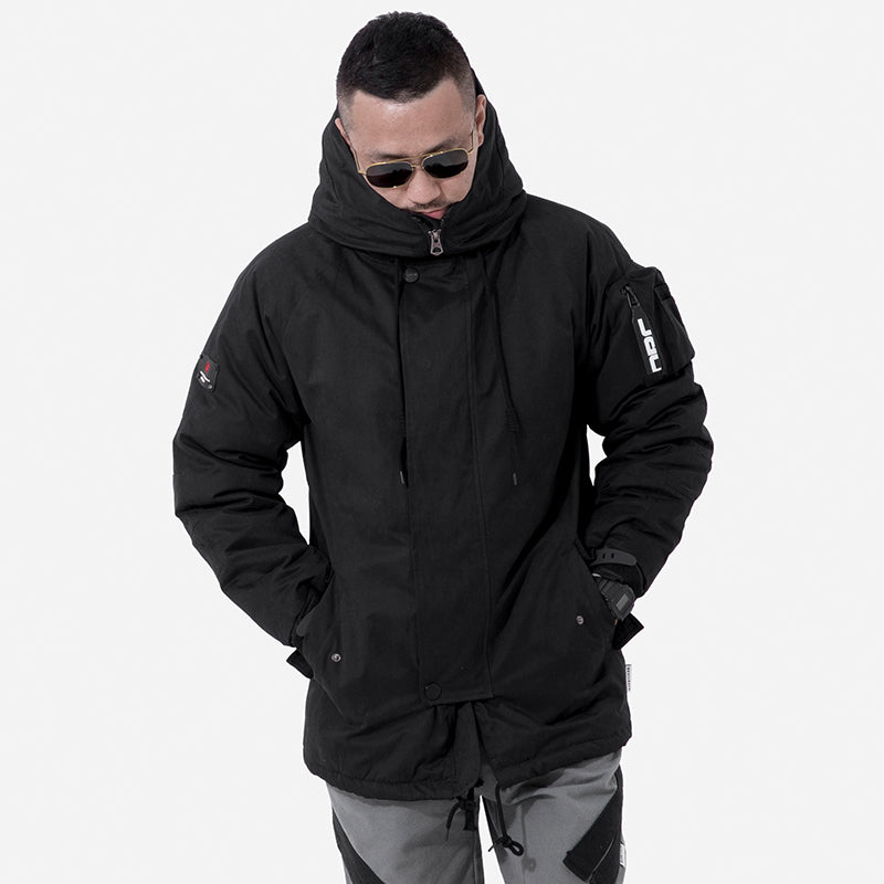 Men's Mid-Length Thick Cotton-Padded Jacket Accent Plus