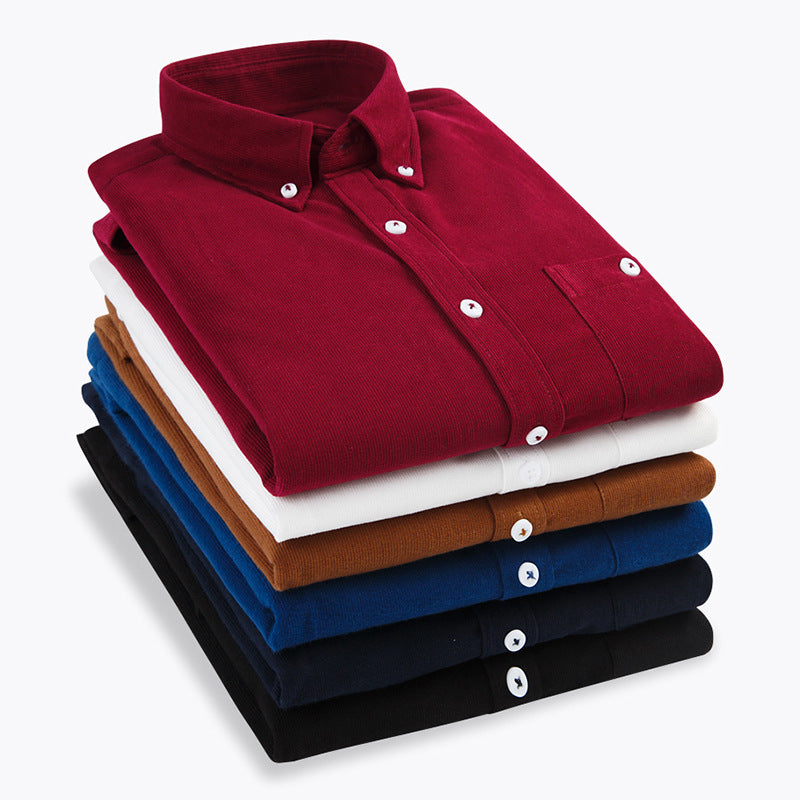 Men's Thin Corduroy Long Sleeve Shirt for Winter Pi-Mart