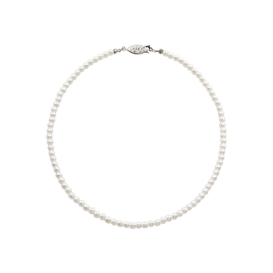 #9585-14 - 4mm Simulated White Pearl Necklace - 14" Ejools