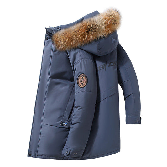 Men's Down Jacket Thickened Mid-length White Duck Down Coat Best YouTube Store
