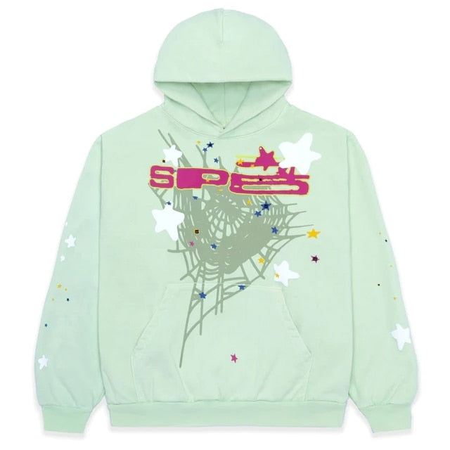 Spider Web Letter Printed Hoodies