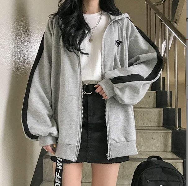 Loose Cardigan Jacket Thickened Plus Fleece Accent Plus
