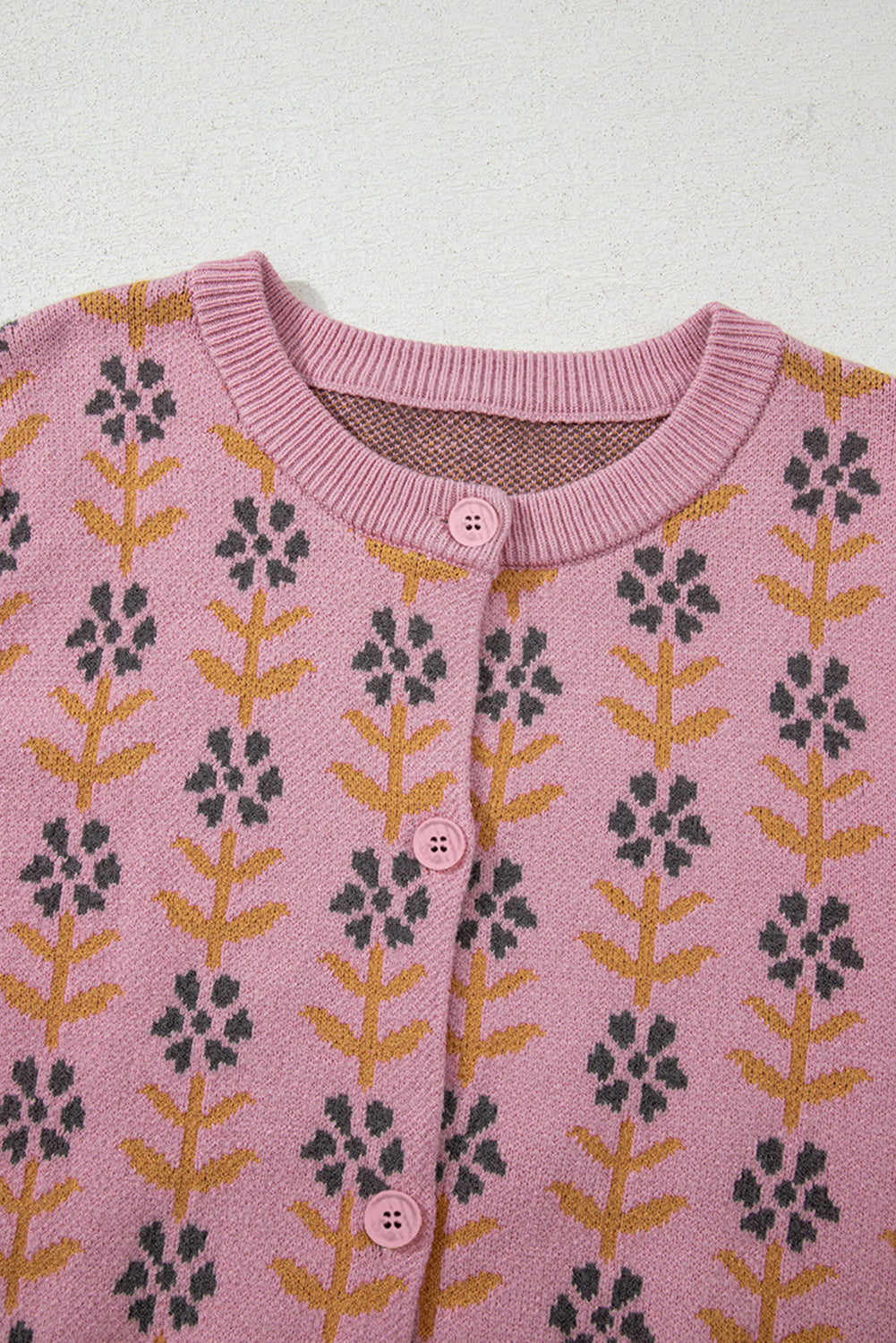 Dulce Ribbed Banded Cardigan Sweater Threaded Pear