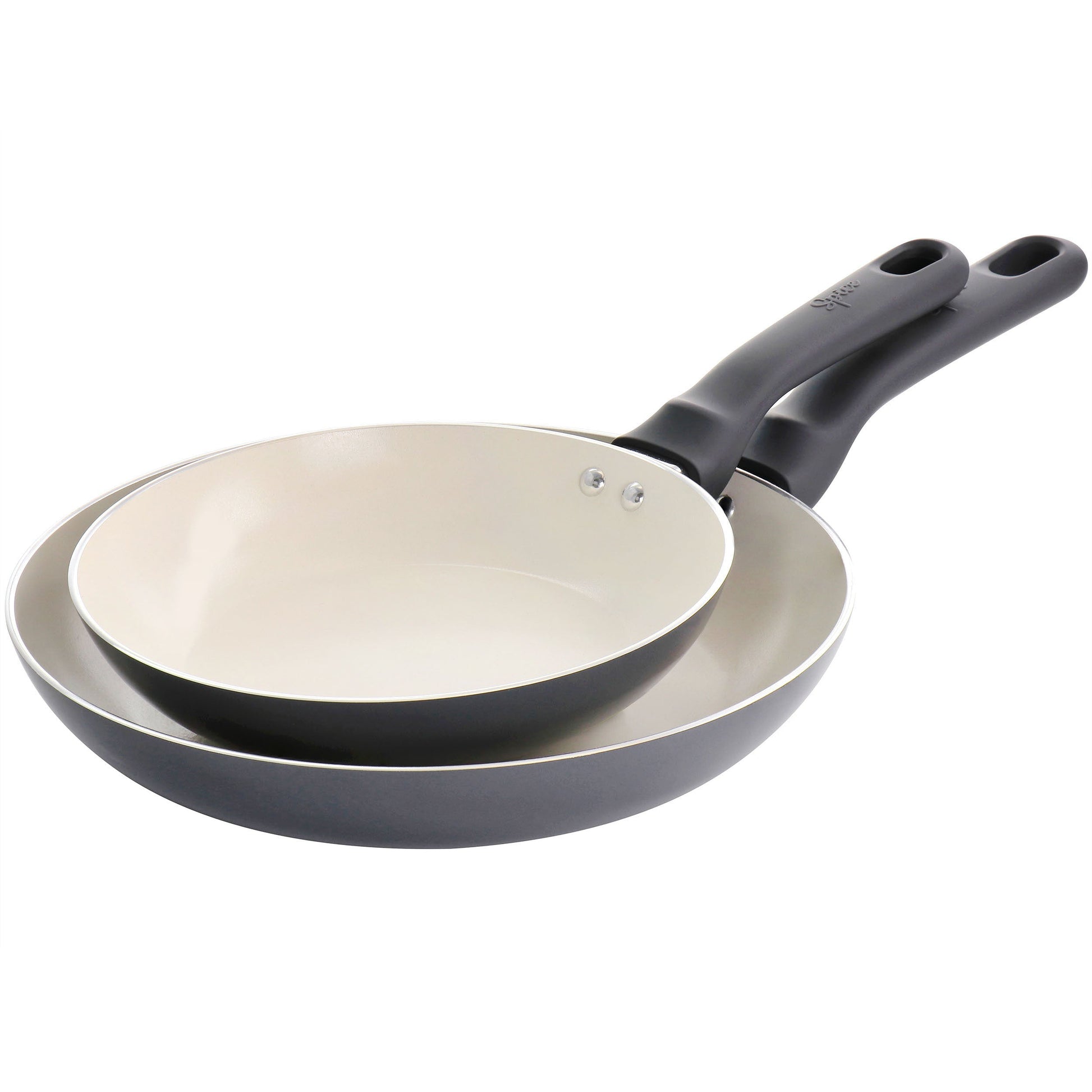 Spice by Tia Mowry Savory Saffron 2 Piece Ceramic Nonstick Aluminum Frying Pan Set in Grey W2B