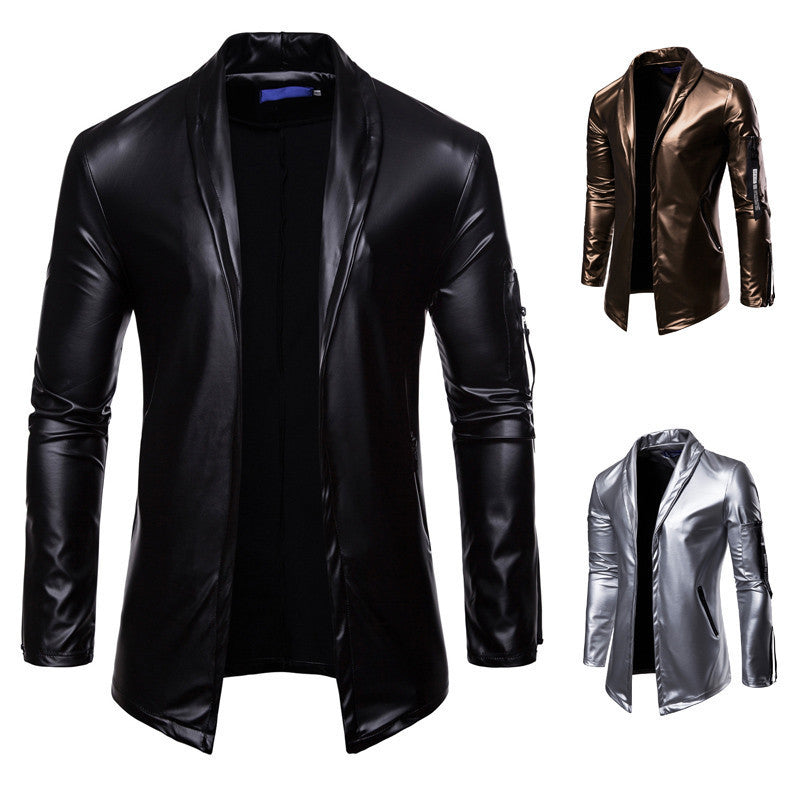 Youth Fitted PU Leather Motorcycle Jacket - Four-Season Biker Jacket with Knit Sleeves & Zipper Closure LadyShow.Store