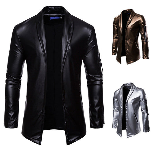 Youth Fitted PU Leather Motorcycle Jacket - Four-Season Biker Jacket with Knit Sleeves & Zipper Closure LadyShow.Store