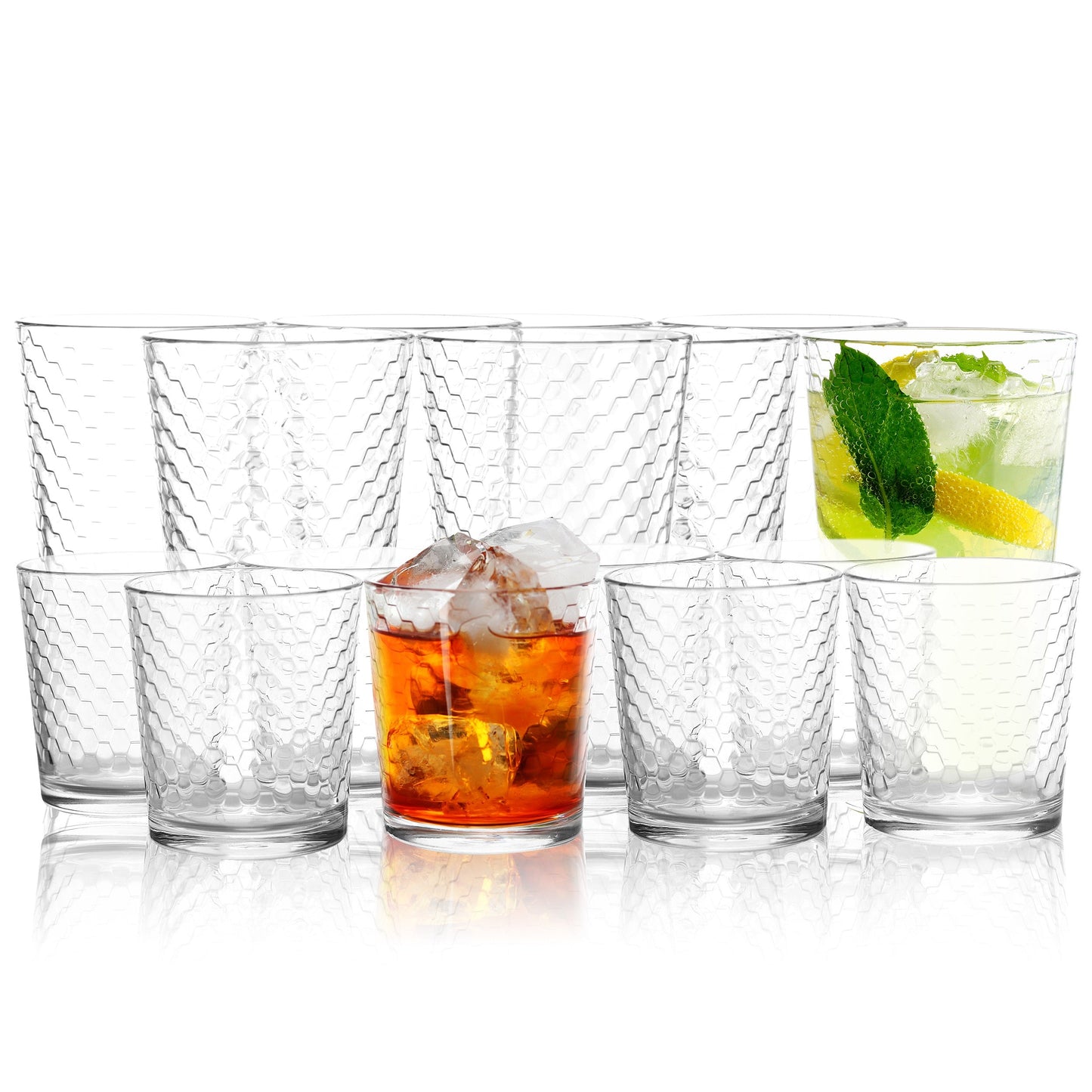 Pasabahce 16 Piece Horizon Double Old Fashioned and Tumbler Glass Set W2B