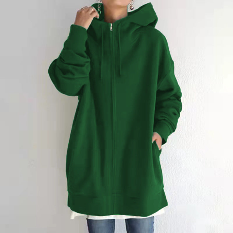 Zipper Hooded Long Plus Fleece Sweatshirt Best YouTube Store