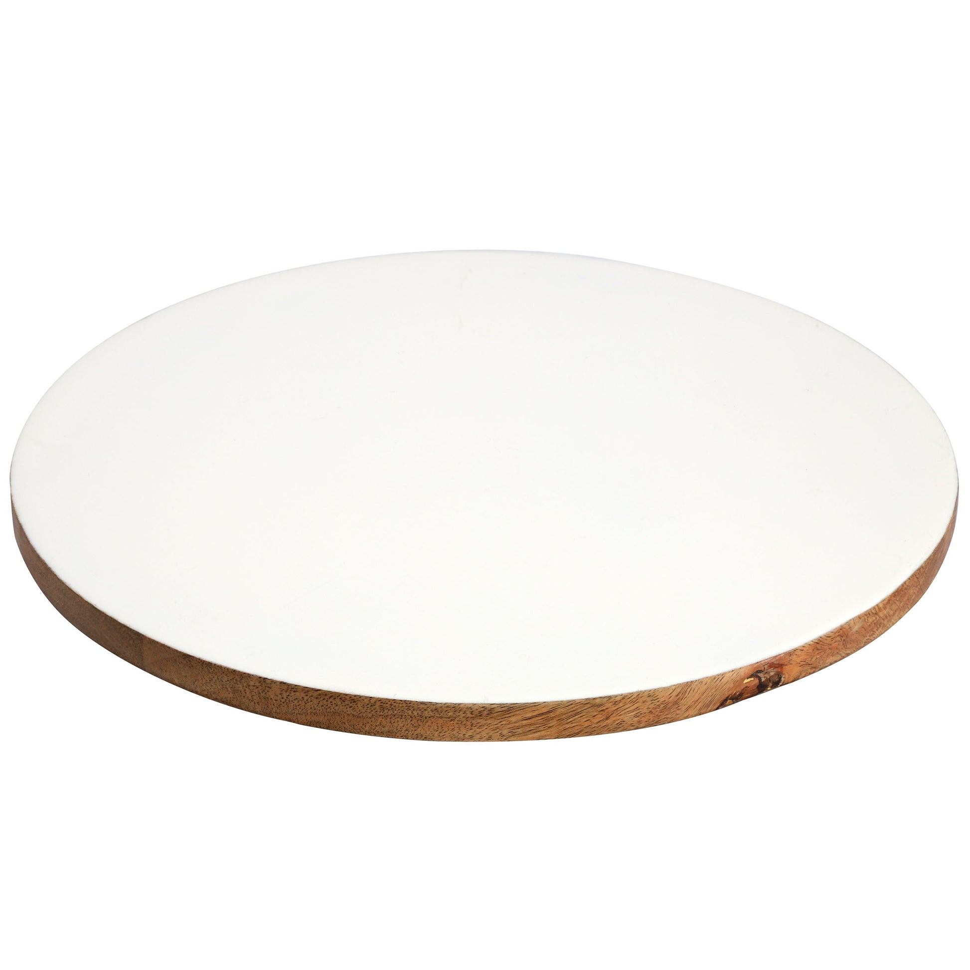 Gibson Home 14 Inch Wood Lazy Susan Serving Board in White W2B