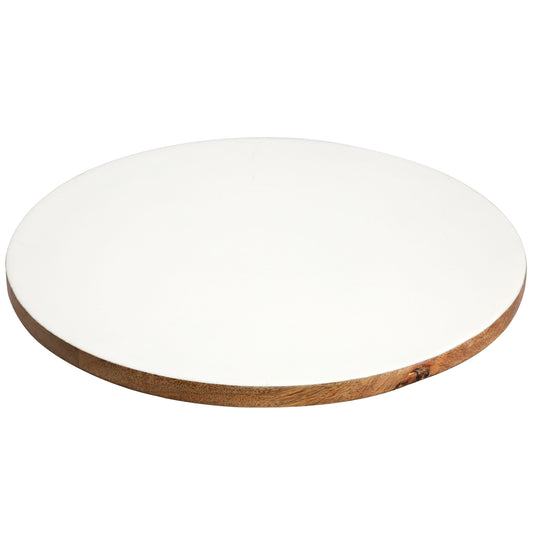Gibson Home 14 Inch Wood Lazy Susan Serving Board in White W2B