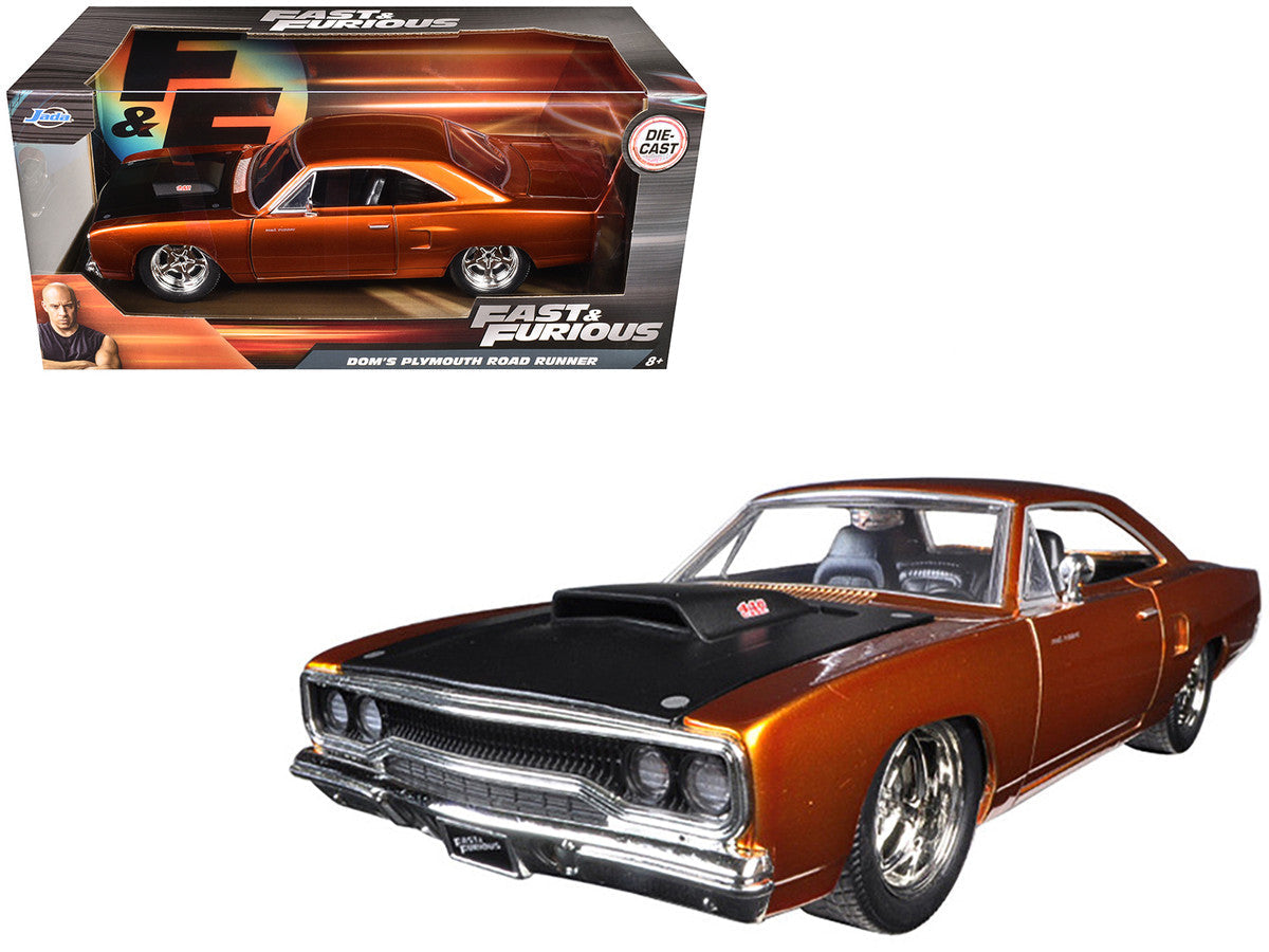 Dom's 1970 Plymouth Road Runner Copper with Black Hood "Fast & Furious 7" (2015) Movie 1/24 Diecast Model Car by Jada Jada