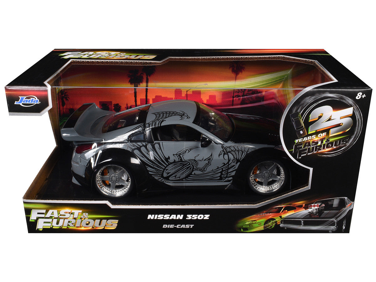 D.K.'s Nissan 350Z Gray and Black with Graphics "Fast & Furious 25th Anniversary" Series 1/24 Diecast Model Car by Jada Jada