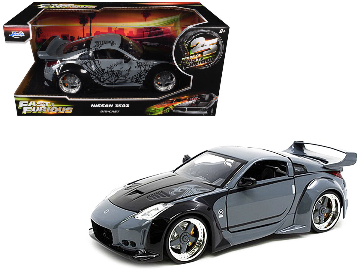 D.K.'s Nissan 350Z Gray and Black with Graphics "Fast & Furious 25th Anniversary" Series 1/24 Diecast Model Car by Jada Jada