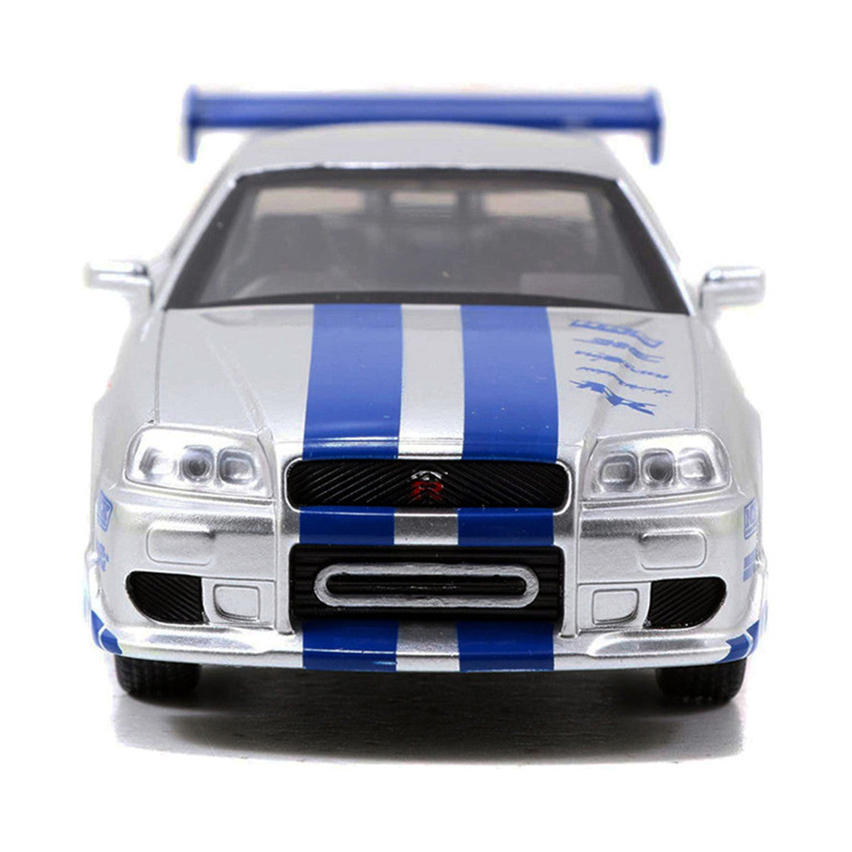 Brian's Nissan Skyline GT-R (R34) RHD (Right Hand Drive) Silver Metallic with Blue Stripes "2 Fast 2 Furious" (2003) Movie "Fast & Furious 25th Anniversary" Series 1/32 Diecast Car Model by Jada Jada