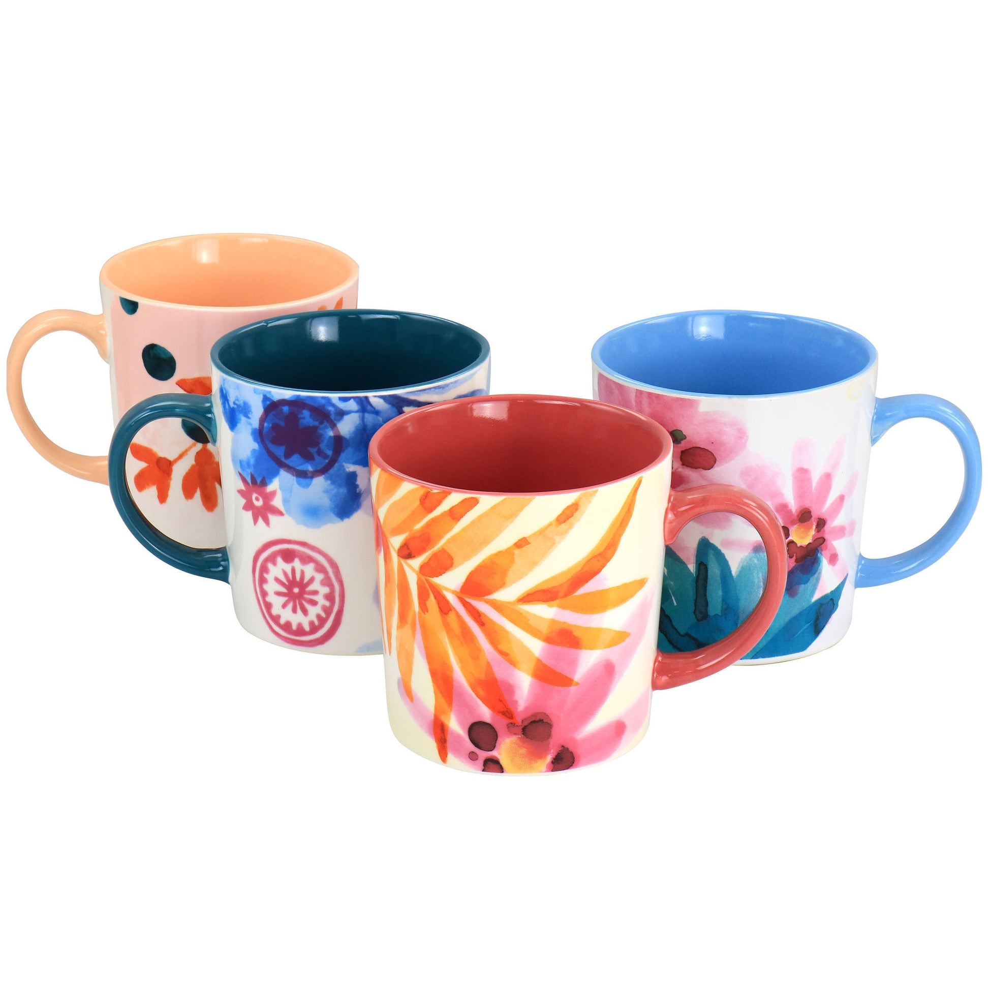 Spice by Tia Mowry Goji Blossom Fine Ceramic 4 Piece 17oz Mug Set in Multi Color W2B