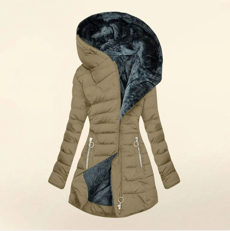 Hooded long-sleeved warm and velvet cotton jacket Accent Plus