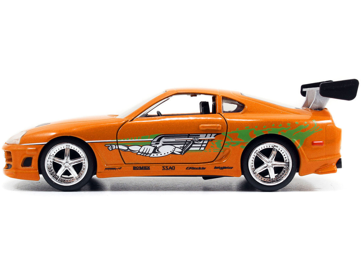 Brian's Toyota Supra Orange with Graphics "The Fast and the Furious" (2001) Movie "Fast & Furious 25th Anniversary" Series 1/32 Diecast Car Model by Jada Jada