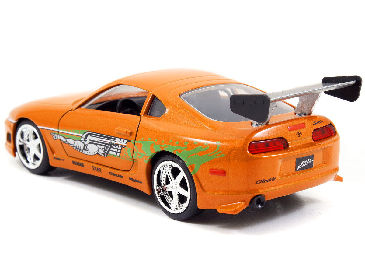 Brian's Toyota Supra Orange with Graphics "The Fast and the Furious" (2001) Movie "Fast & Furious 25th Anniversary" Series 1/32 Diecast Car Model by Jada Jada
