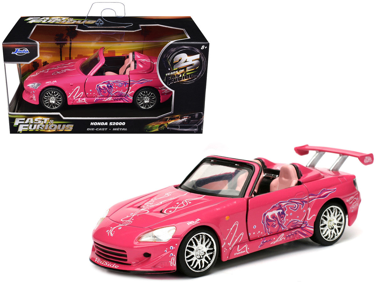 Suki's Honda S2000 Convertible Pink with Graphics "2 Fast 2 Furious" (2003) Movie "Fast & Furious 25th Anniversary" Series 1/32 Diecast Car Model by Jada Jada