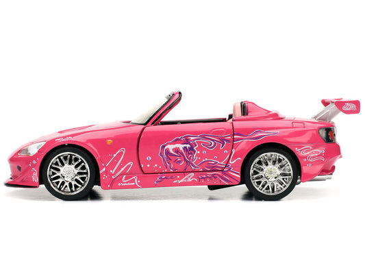 Suki's Honda S2000 Convertible Pink with Graphics "2 Fast 2 Furious" (2003) Movie "Fast & Furious 25th Anniversary" Series 1/32 Diecast Car Model by Jada Jada