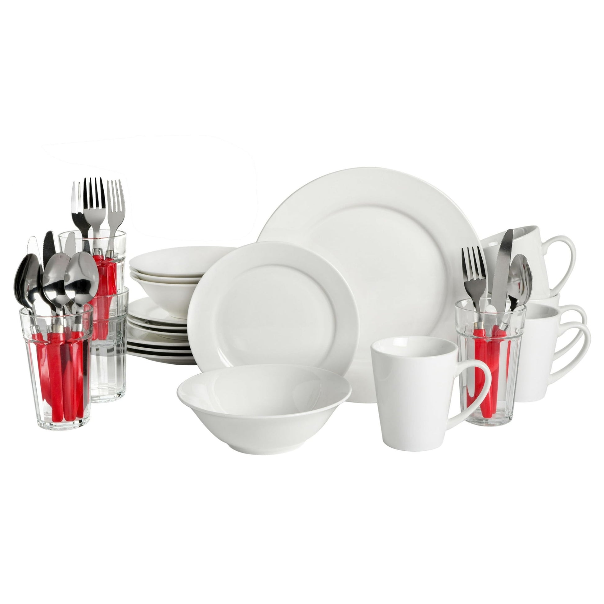Gibson Home Regal White II 32 Piece Fine Ceramic Dinnerware Combo Set in White W2B