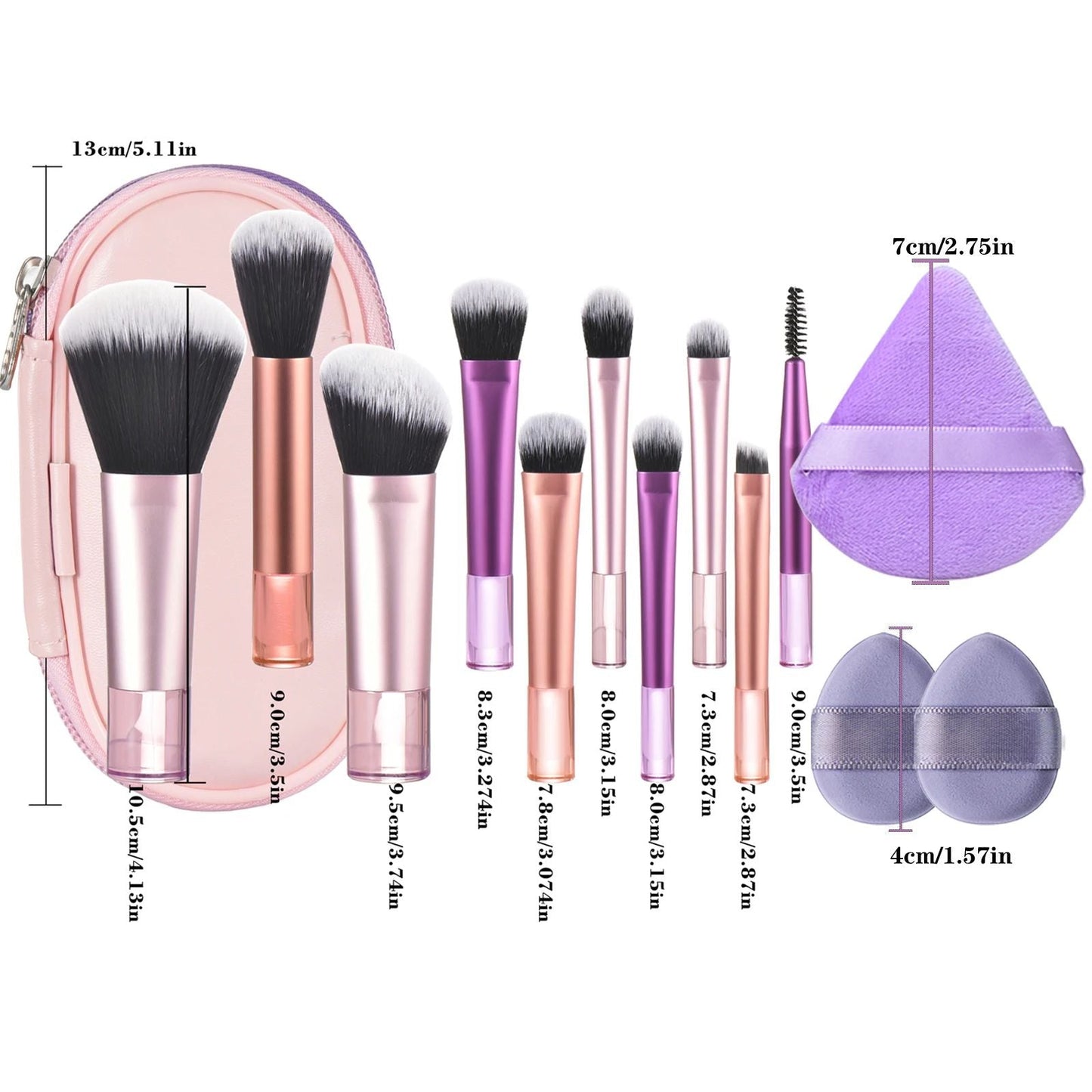 Mini Makeup Brush Set With Storage Bag, Versatile Soft Trave LadyShow.Store