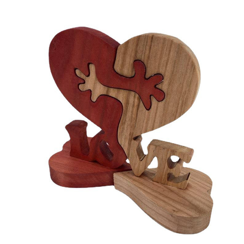 Valentines Day Gift Wooden Heart Love Desktop Ornament Wooden Decoration CJD