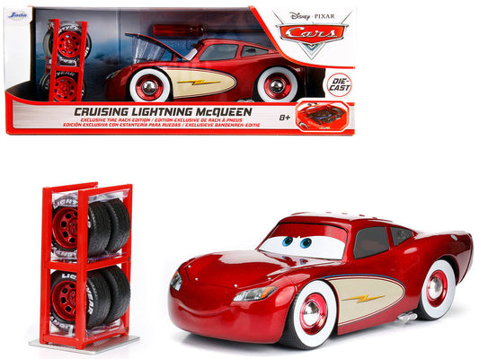 Cruising Lightning McQueen Red Metallic with Extra Wheels Disney & Pixar "Cars" Movie "Hollywood Rides" Series Diecast Model Car by Jada Jada