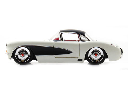 1957 Chevrolet Corvette Satin Cream Metallic with Matt Black Top and Side 1/24 Diecast Model Car by Jada Jada