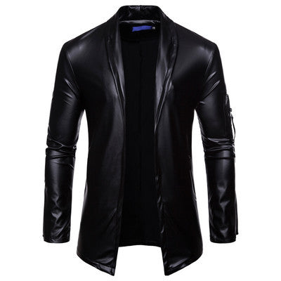 Youth Fitted PU Leather Motorcycle Jacket - Four-Season Biker Jacket with Knit Sleeves & Zipper Closure LadyShow.Store
