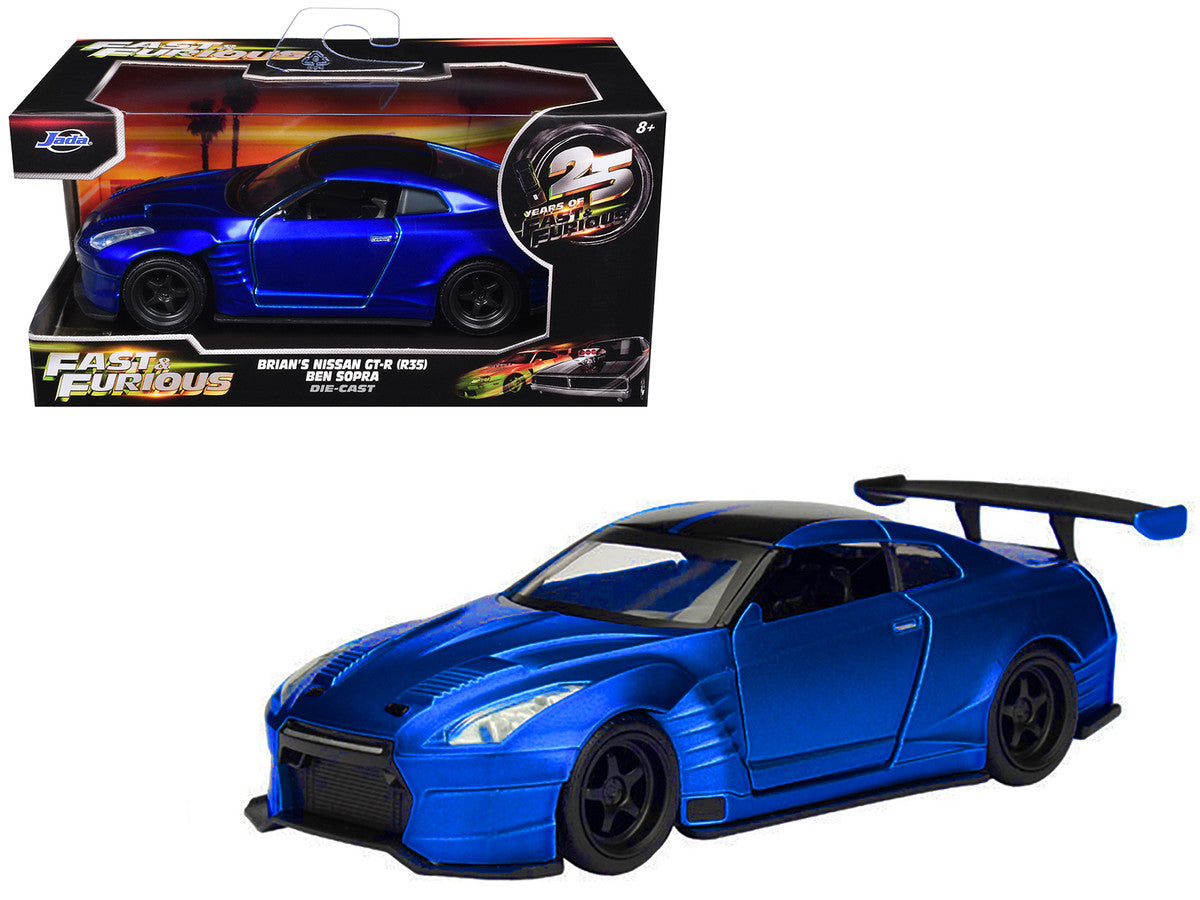 Brian's 2009 Nissan GTR R35 Blue Ben Sopra "Furious 7" (2015) Movie "25 Years of Fast & Furious" Series 1/32 Diecast Model Car by Jada Jada