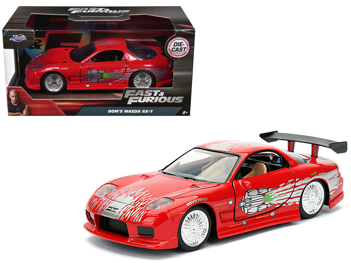 Dom's Mazda RX-7 Red with Graphics "Fast & Furious" Movie 1/32 Diecast Model Car by Jada Jada
