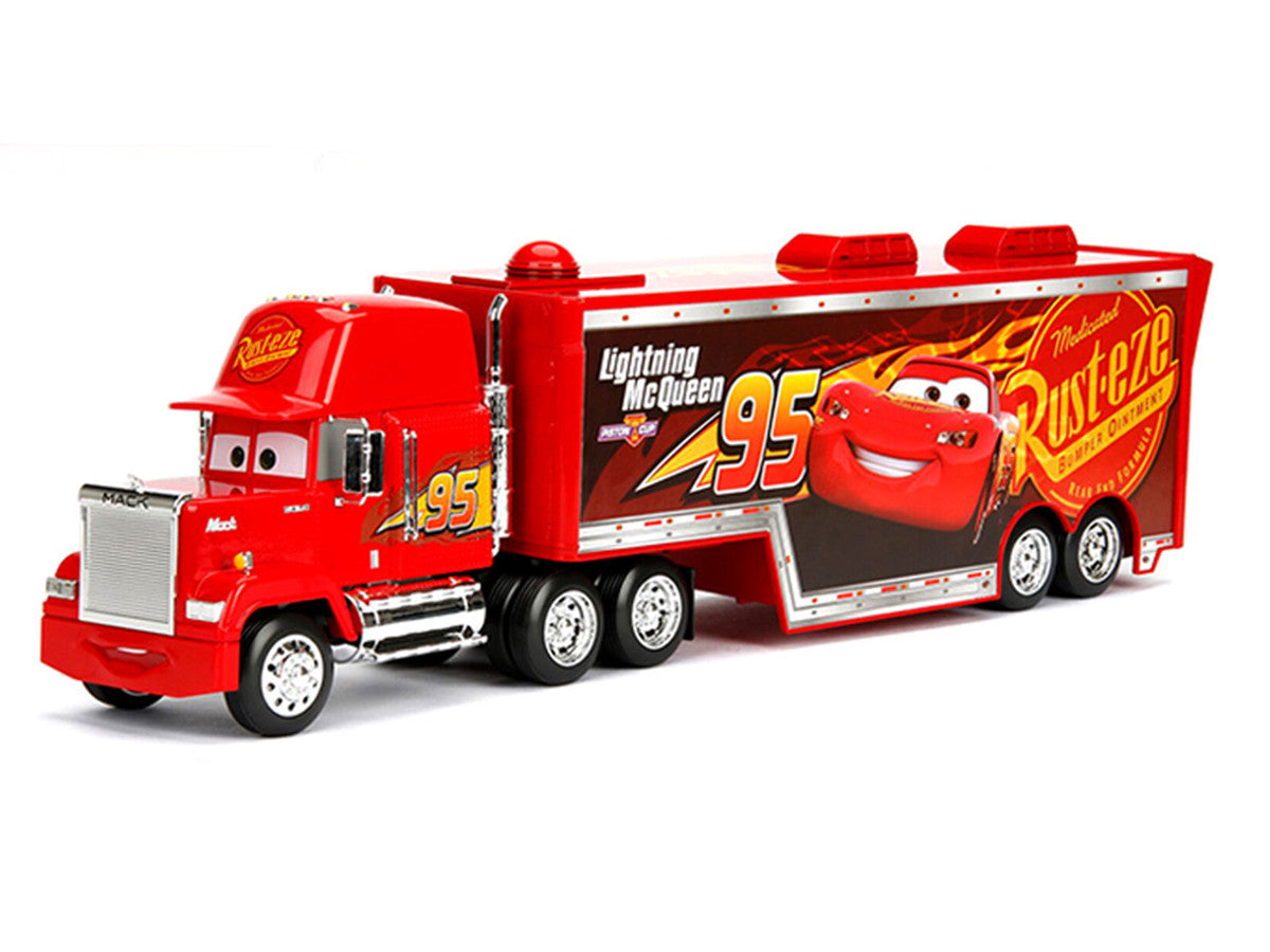 Mack Tractor Truck with Hauler Red "Disney & Pixar Cars" Movie "Hollywood Rides" Series Diecast Model Car by Jada Jada
