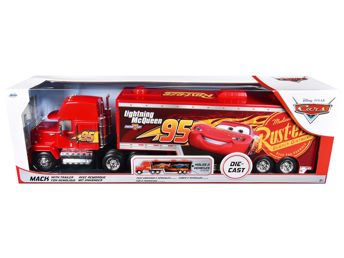 Mack Tractor Truck with Hauler Red "Disney & Pixar Cars" Movie "Hollywood Rides" Series Diecast Model Car by Jada Jada