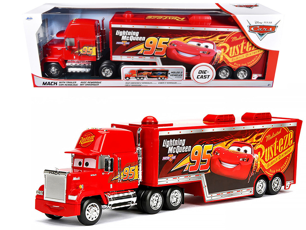 Mack Tractor Truck with Hauler Red "Disney & Pixar Cars" Movie "Hollywood Rides" Series Diecast Model Car by Jada Jada