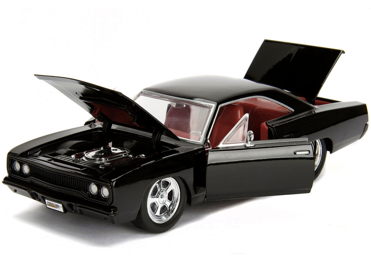 1970 Plymouth Road Runner 440 Black with Red Interior "Bigtime Muscle" Series 1/24 Diecast Model Car by Jada Jada