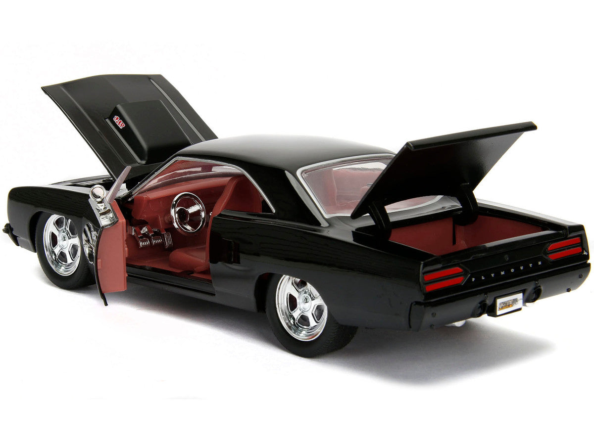 1970 Plymouth Road Runner 440 Black with Red Interior "Bigtime Muscle" Series 1/24 Diecast Model Car by Jada Jada