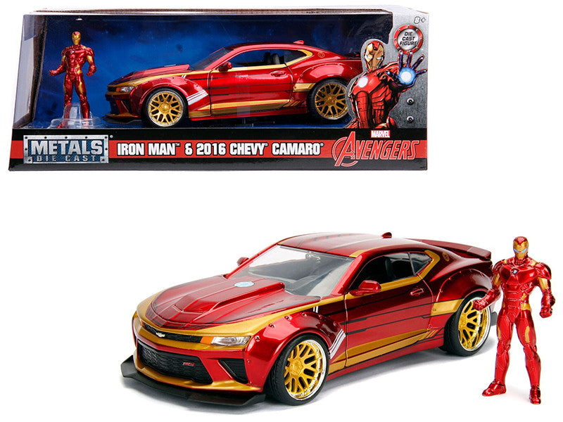 2016 Chevrolet Camaro with Iron Man Diecast Figure "Marvel" Series 1/24 Diecast Model Car by Jada Jada