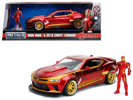 2016 Chevrolet Camaro with Iron Man Diecast Figure "Marvel" Series 1/24 Diecast Model Car by Jada Jada