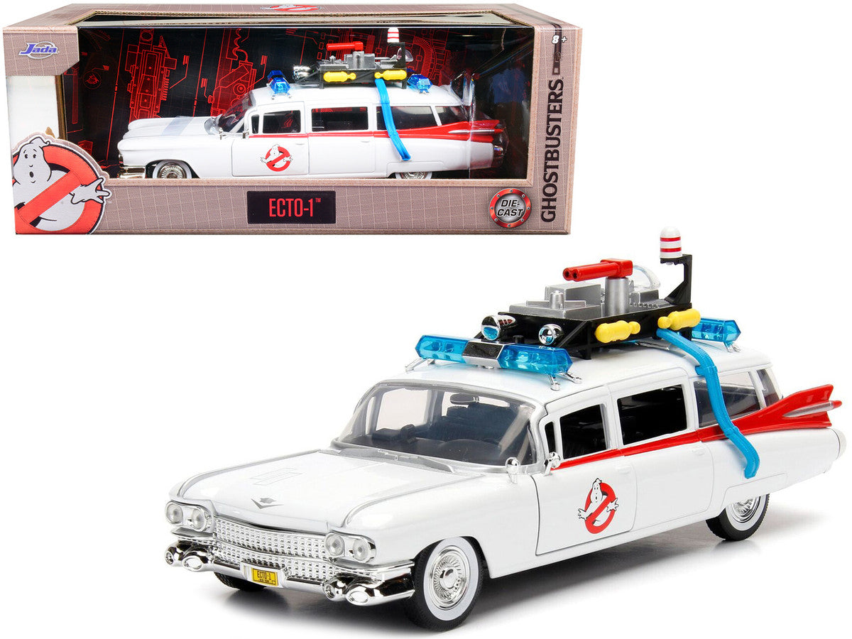1959 Cadillac Ambulance Ecto-1 White "Ghostbusters" Movie "Hollywood Rides" Series 1/24 Diecast Model Car by Jada Jada