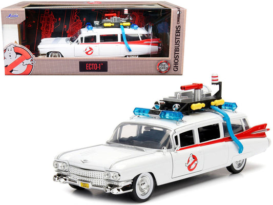 1959 Cadillac Ambulance Ecto-1 White "Ghostbusters" Movie "Hollywood Rides" Series 1/24 Diecast Model Car by Jada Jada
