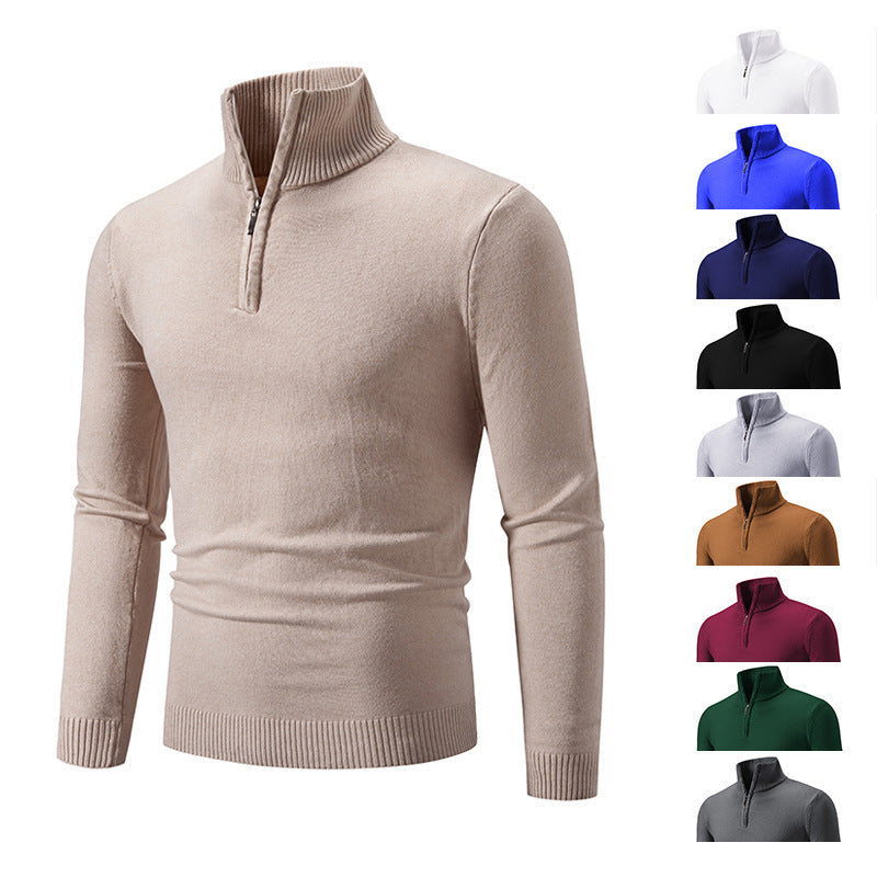 Zip-up Turtleneck Pullover Men's Long Sleeved Sweater LadyShow.Store