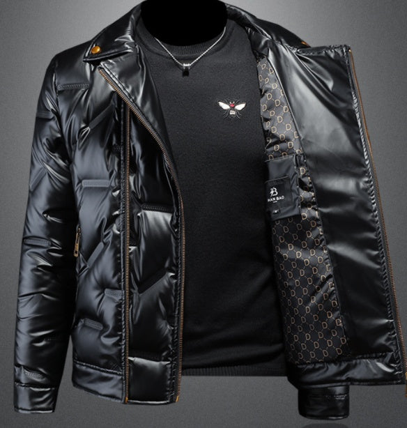 White Duck Down Shiny Suit Collar Men's Down Jacket LadyShow.Store