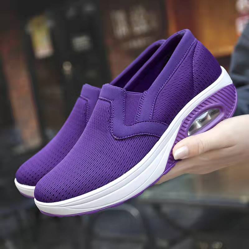 Women's Round Toe Breathable Mesh Wedge Heel Hollow Lightweight Casual Sports Shoes LadyShow.Store