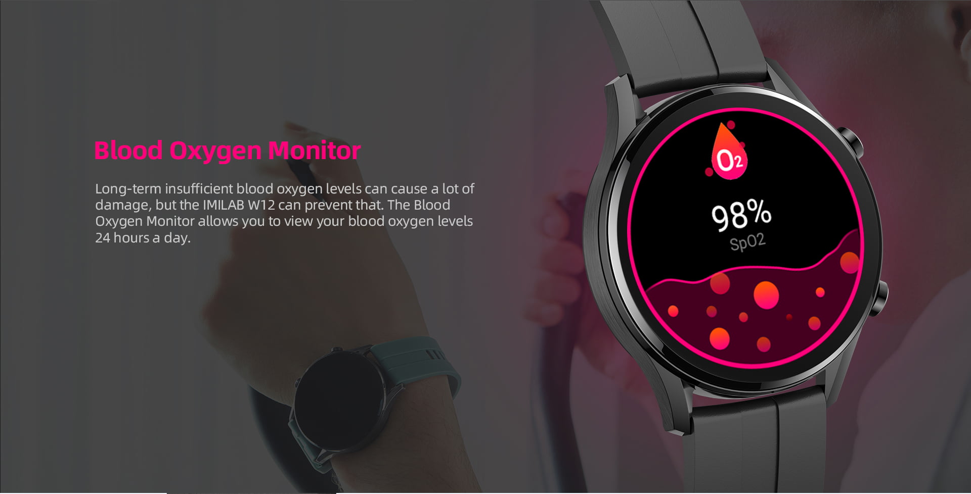 IMILAB W12 Smart Watch For Men Women Bluetooth Sports Fitness Tracker Heart Rate IP68 Waterproof -Black Best YouTube Store