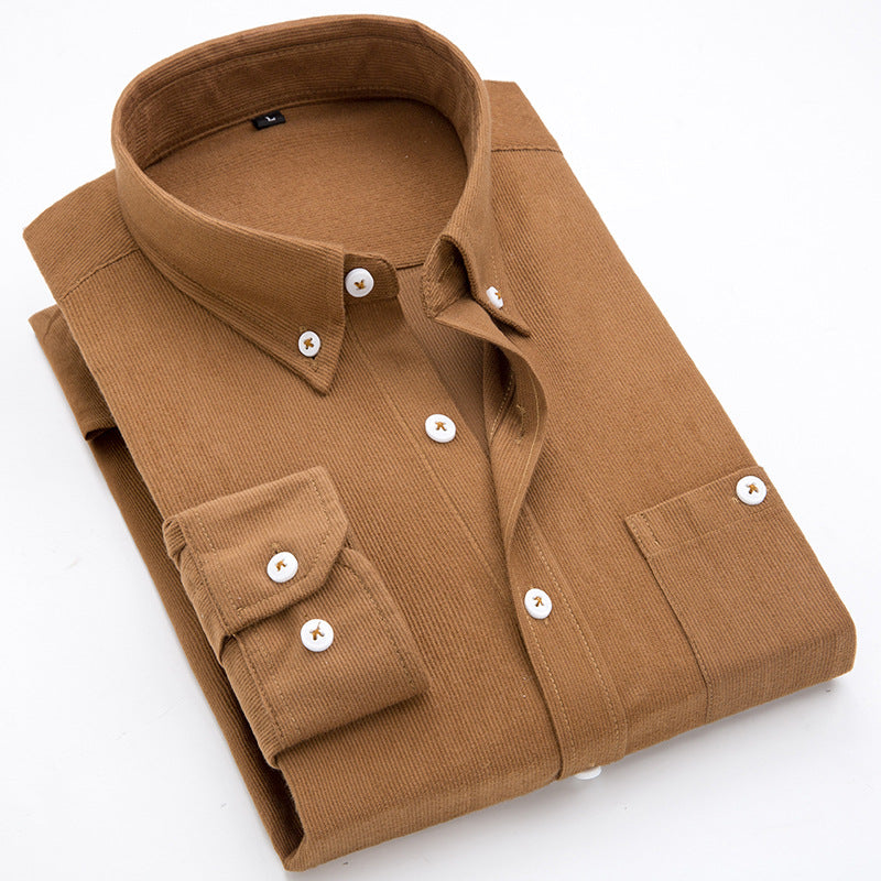 Men's Thin Corduroy Long Sleeve Shirt for Winter Pi-Mart