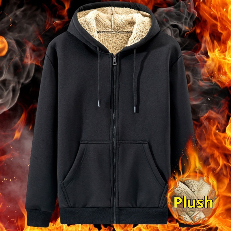 Zipper Sweater Men's Lamb Wool Hooded Jacket Best YouTube Store