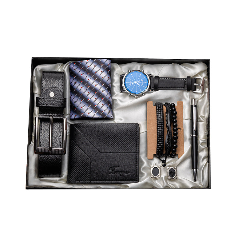 Father's Day Watch Belt Wallet Tie Cuff Men's Gift Set CJD