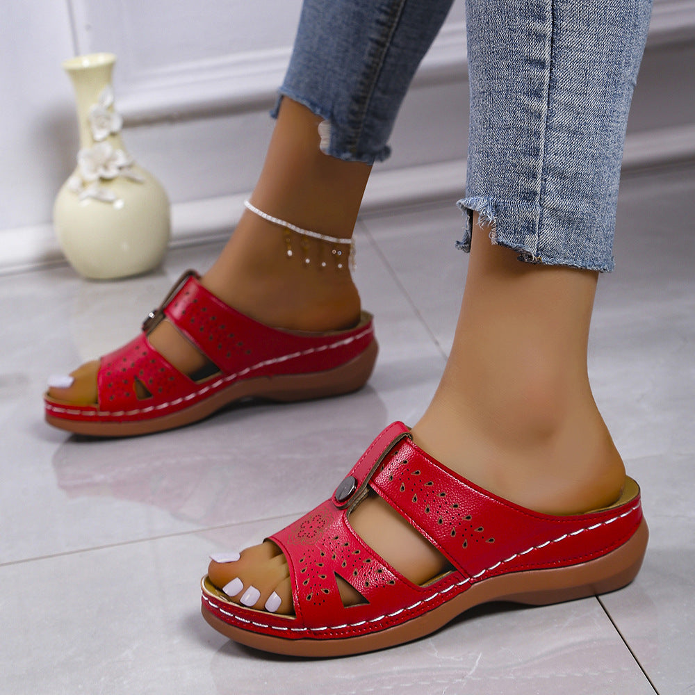 Women's European And American Wedge Heel Flat Sandals LadyShow.Store