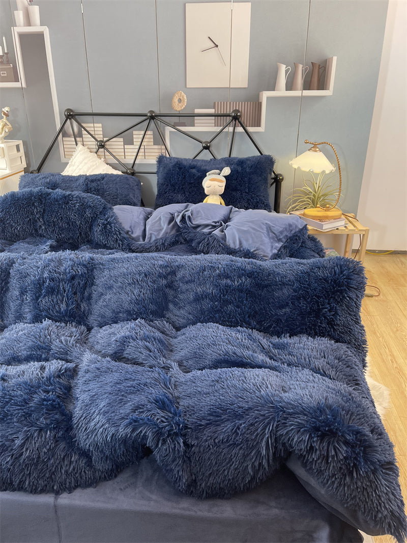 Winter Thickened Mink Velvet Bed Four Piece Set by LSI